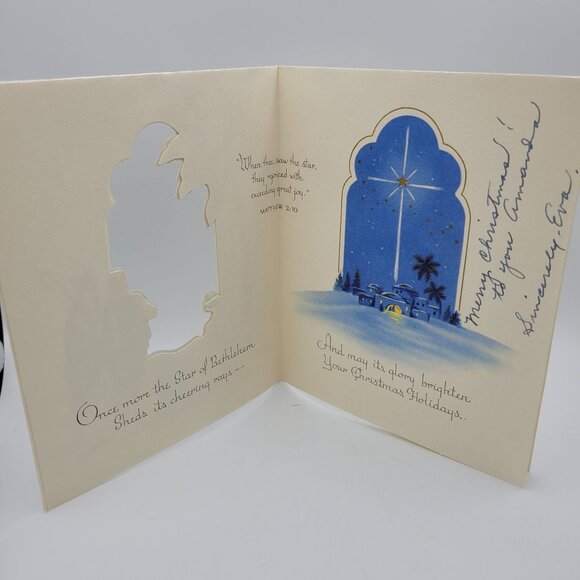 Vintage Christmas Greeting Card With Nativity Scene - Picture 3 of 7